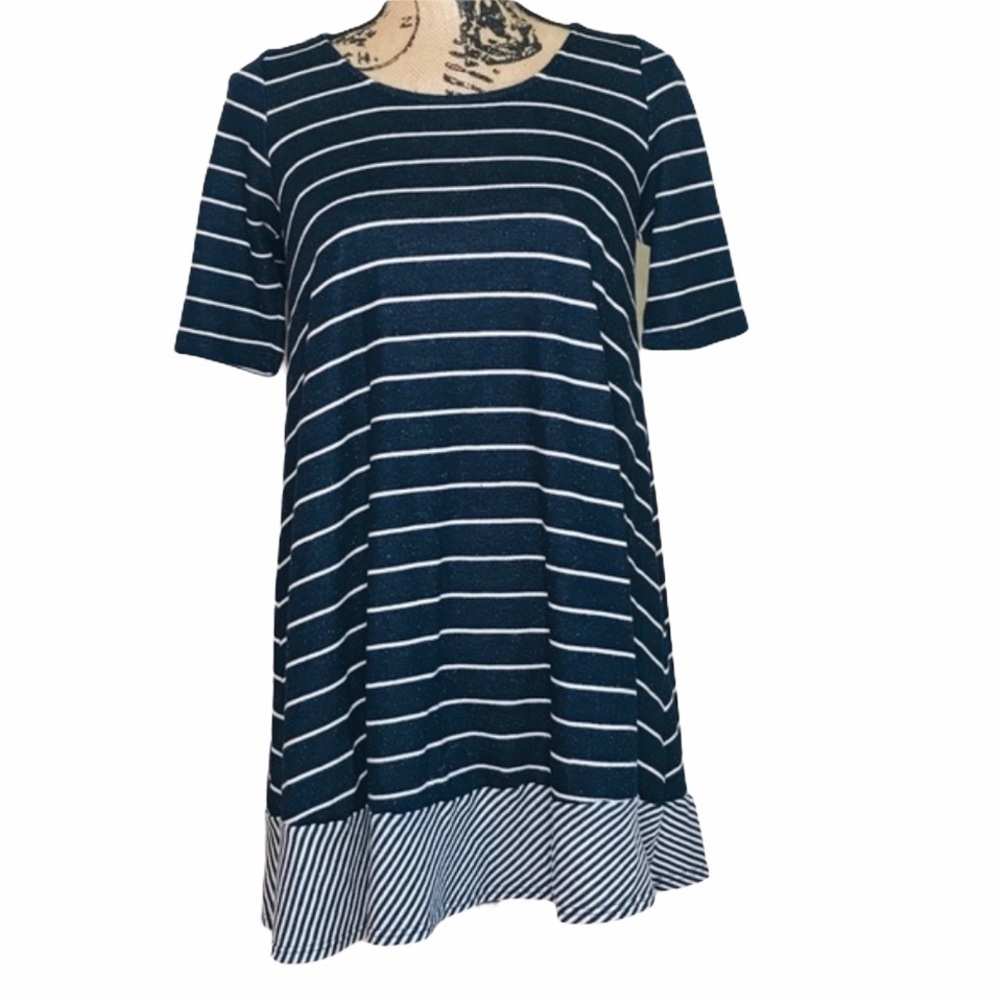 ANTHROPOLOGIE Puella Navy Terry Striped Tunic